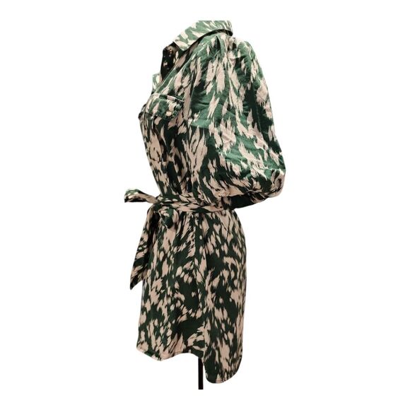 Sunny Girl Puffy Sleeves Shirt Dress Small Green With Belt Flowy Statement Dress - Picture 2 of 9